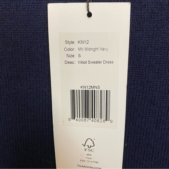 Thakoon Wool Sweater Mini Dress Crewneck Long Sleeve Midnight Navy Blue - Picture 9 of 9